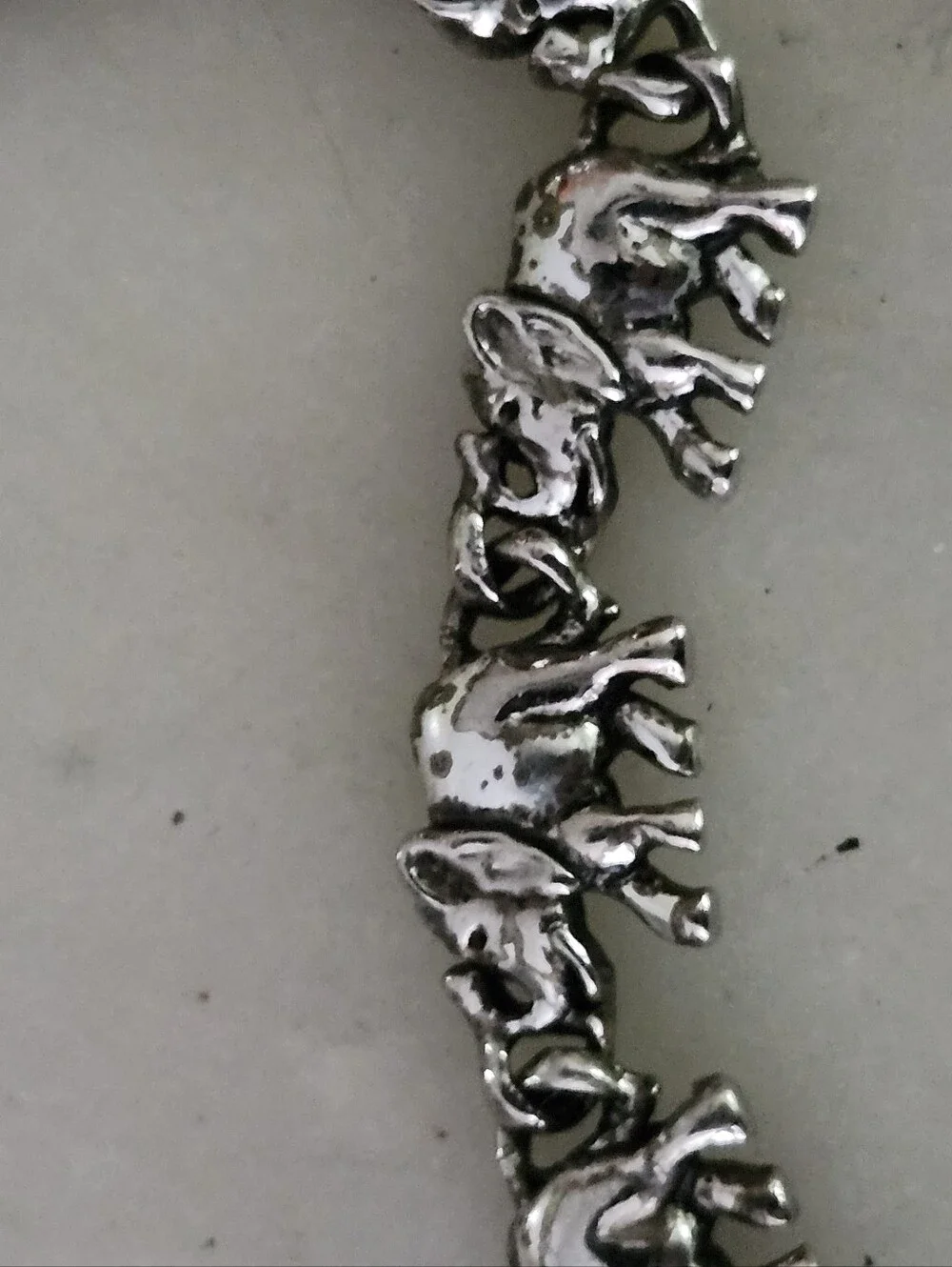 Silver Tone Elephant Link Bracelet